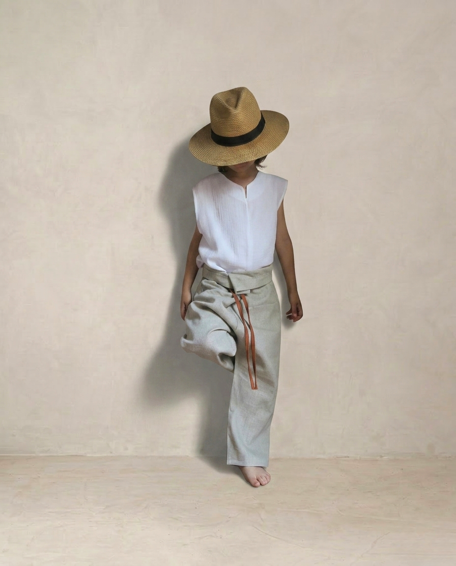Pantalón lino beige