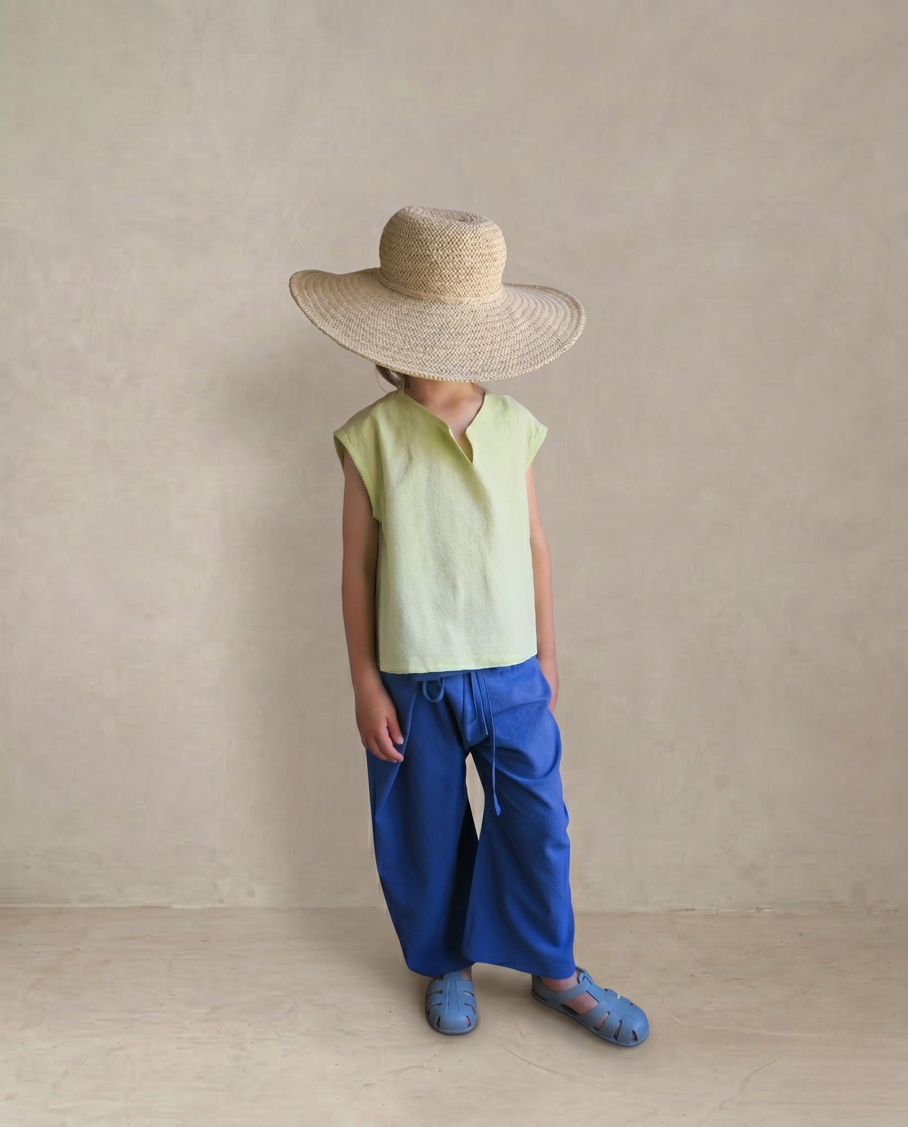 Pantalón lino azul