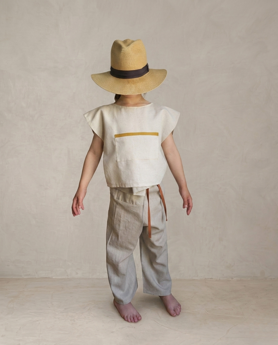 Pantalón lino beige