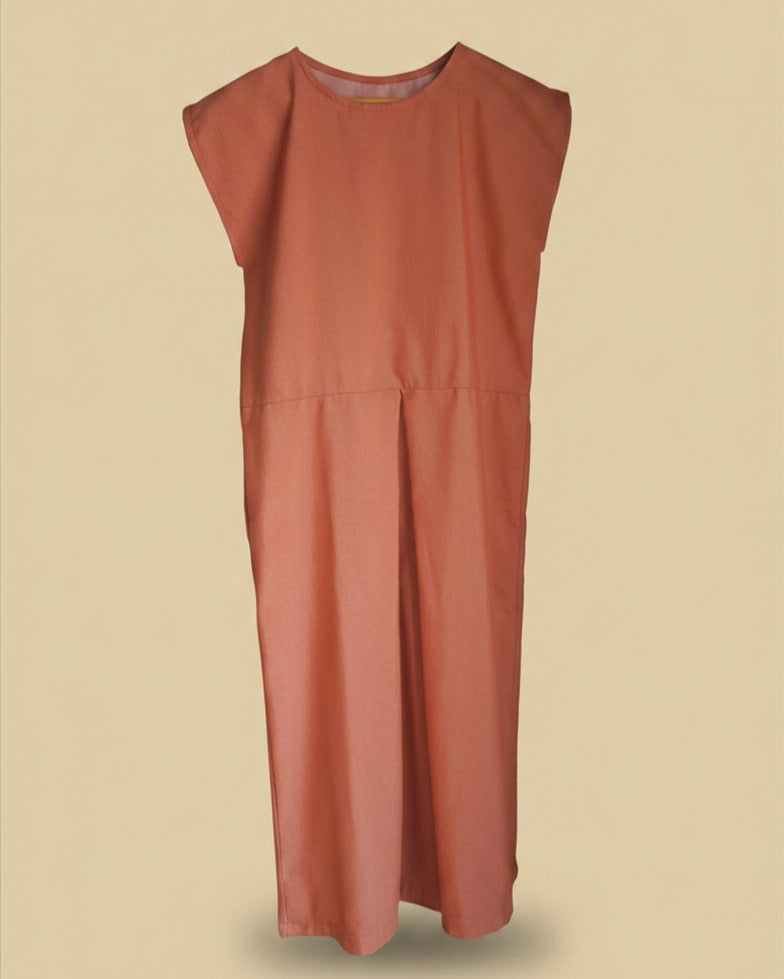 vestido terracota manga corta