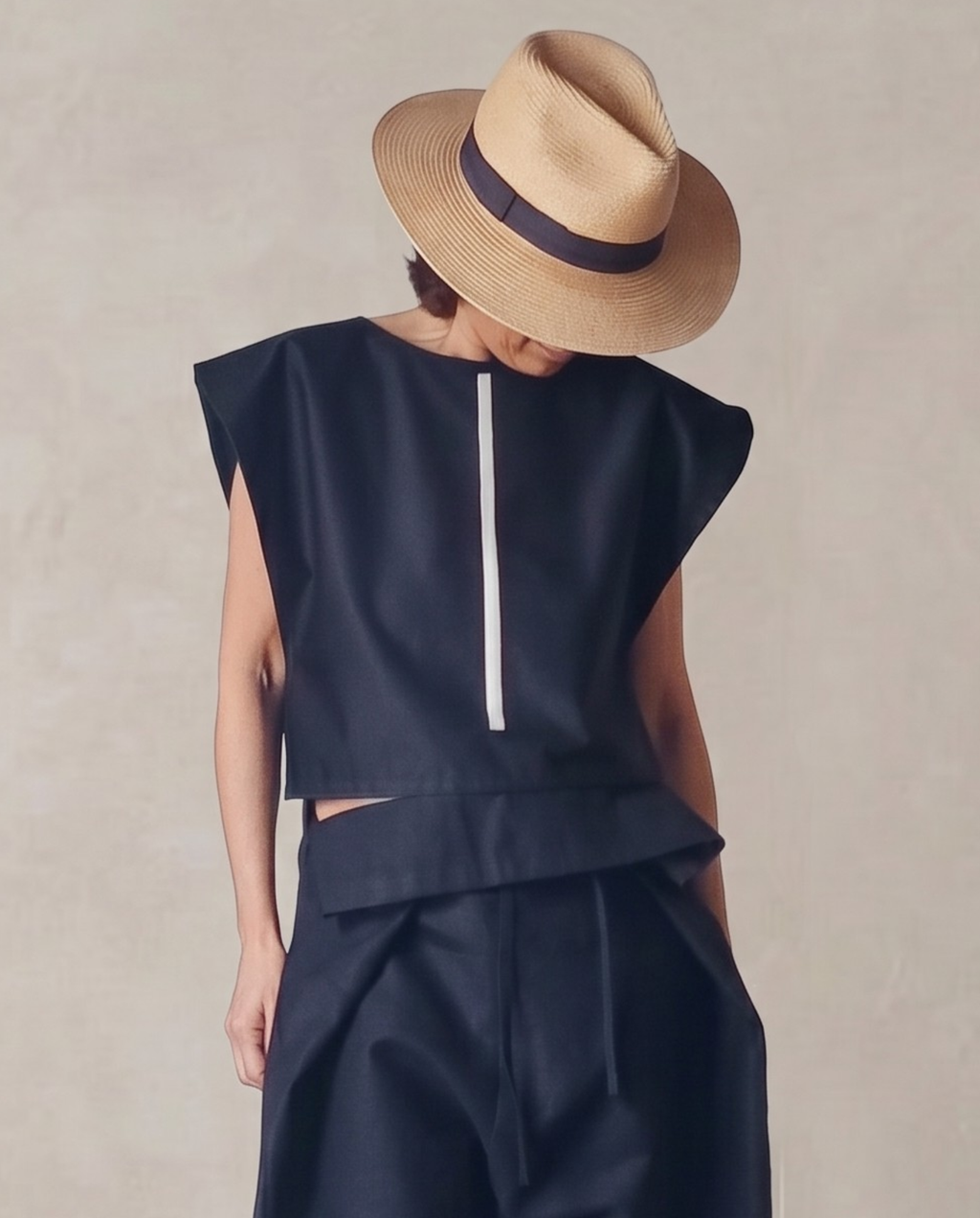Top negro con detalle central