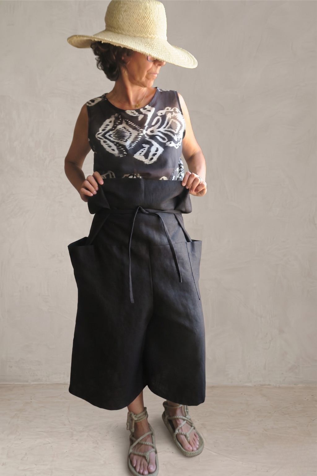 Pantalón Culotte lino negro