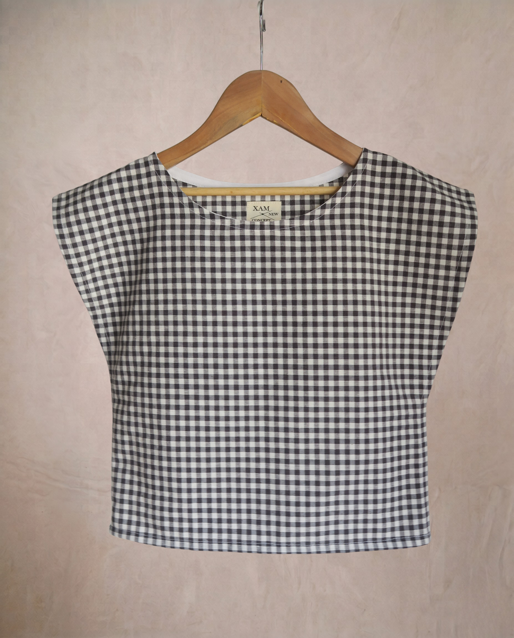 top vichy blanco y negro