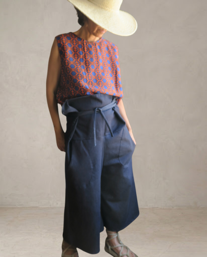 Top tirantes geometria naranja/azul