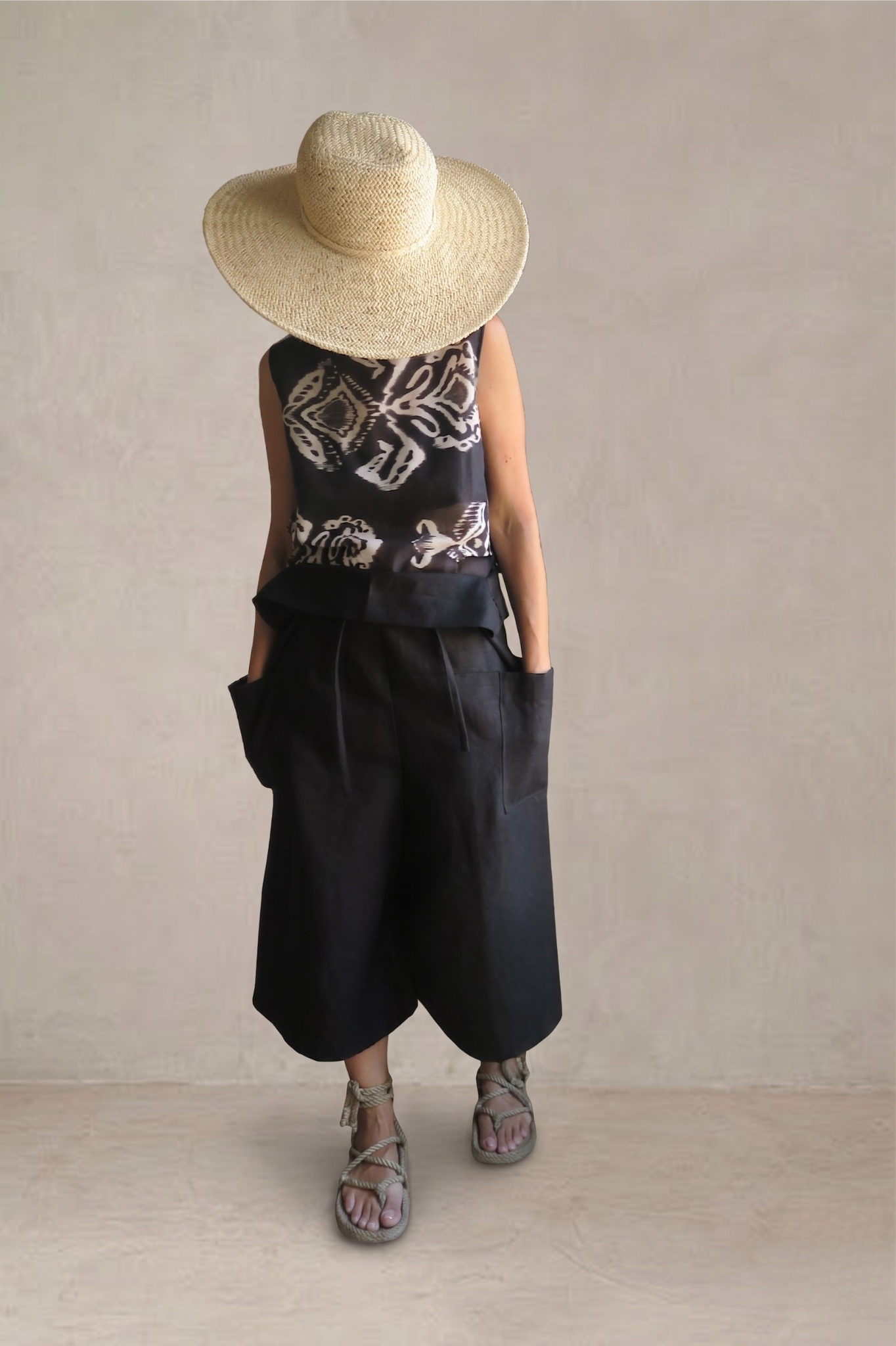 Pantalón Culotte lino negro