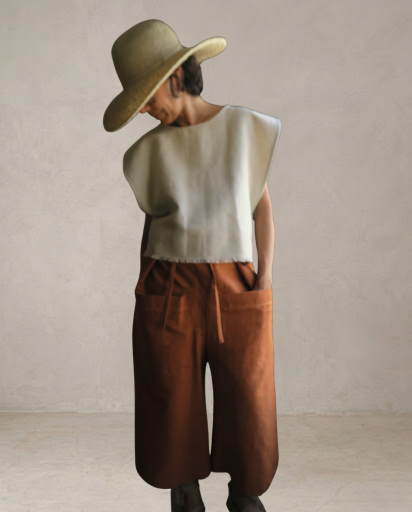 Top beige con flecos