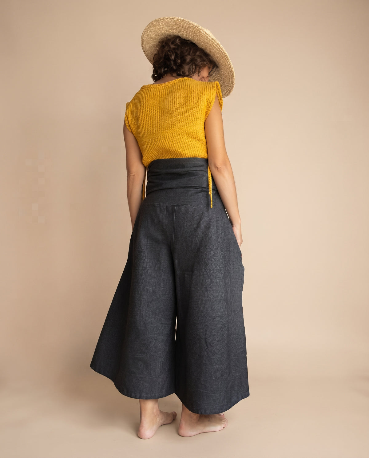 Pantalón Culotte Jean gris-negro