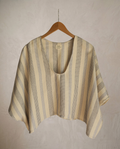 blusa/poncho beige/azul rayas