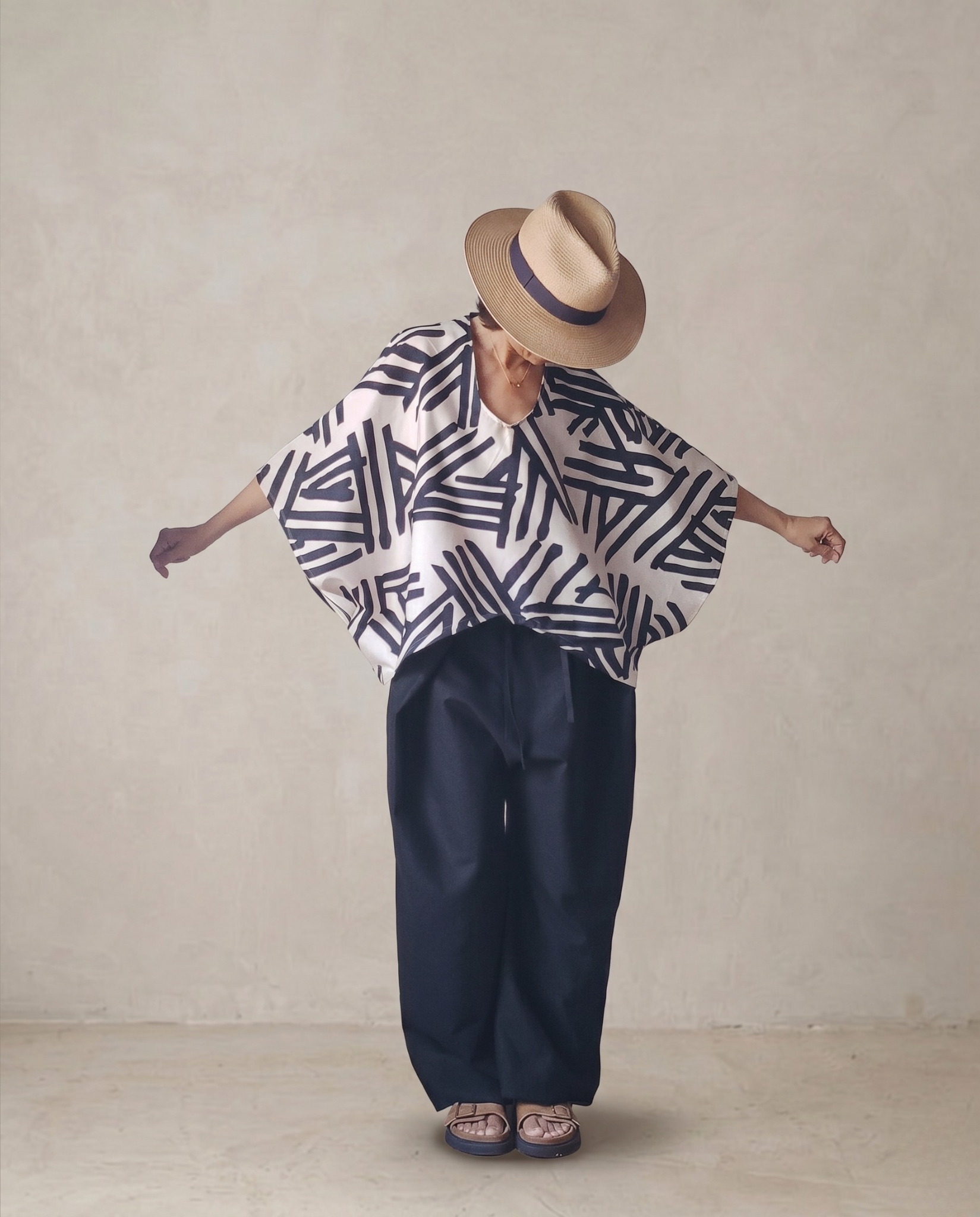 Blusa/Poncho estampado geométrico