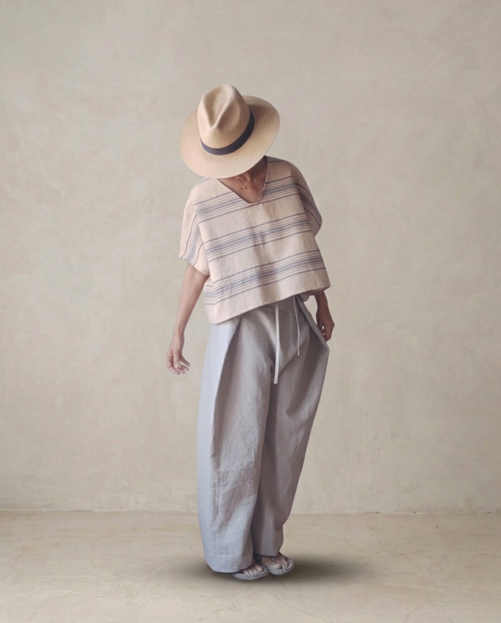 Top beige rayas horizontales