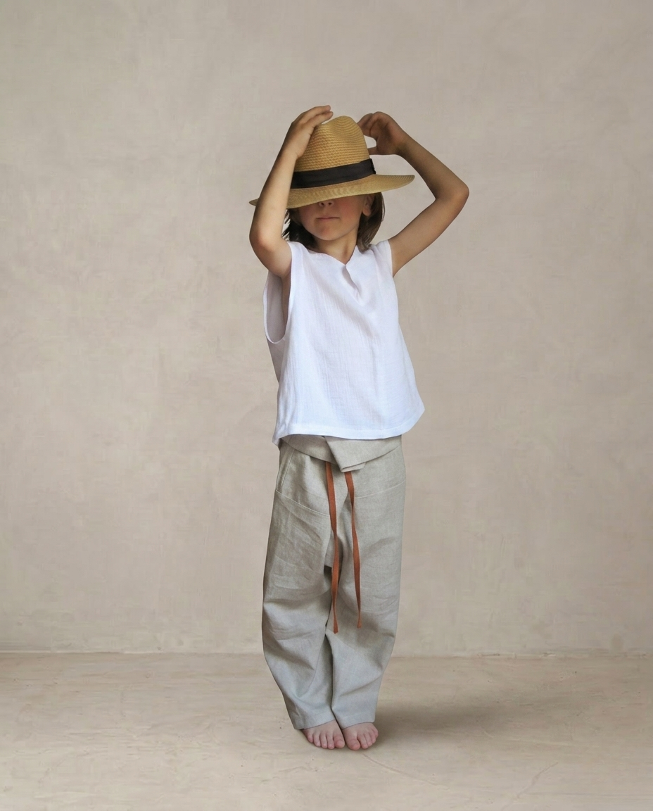 Pantalón lino beige