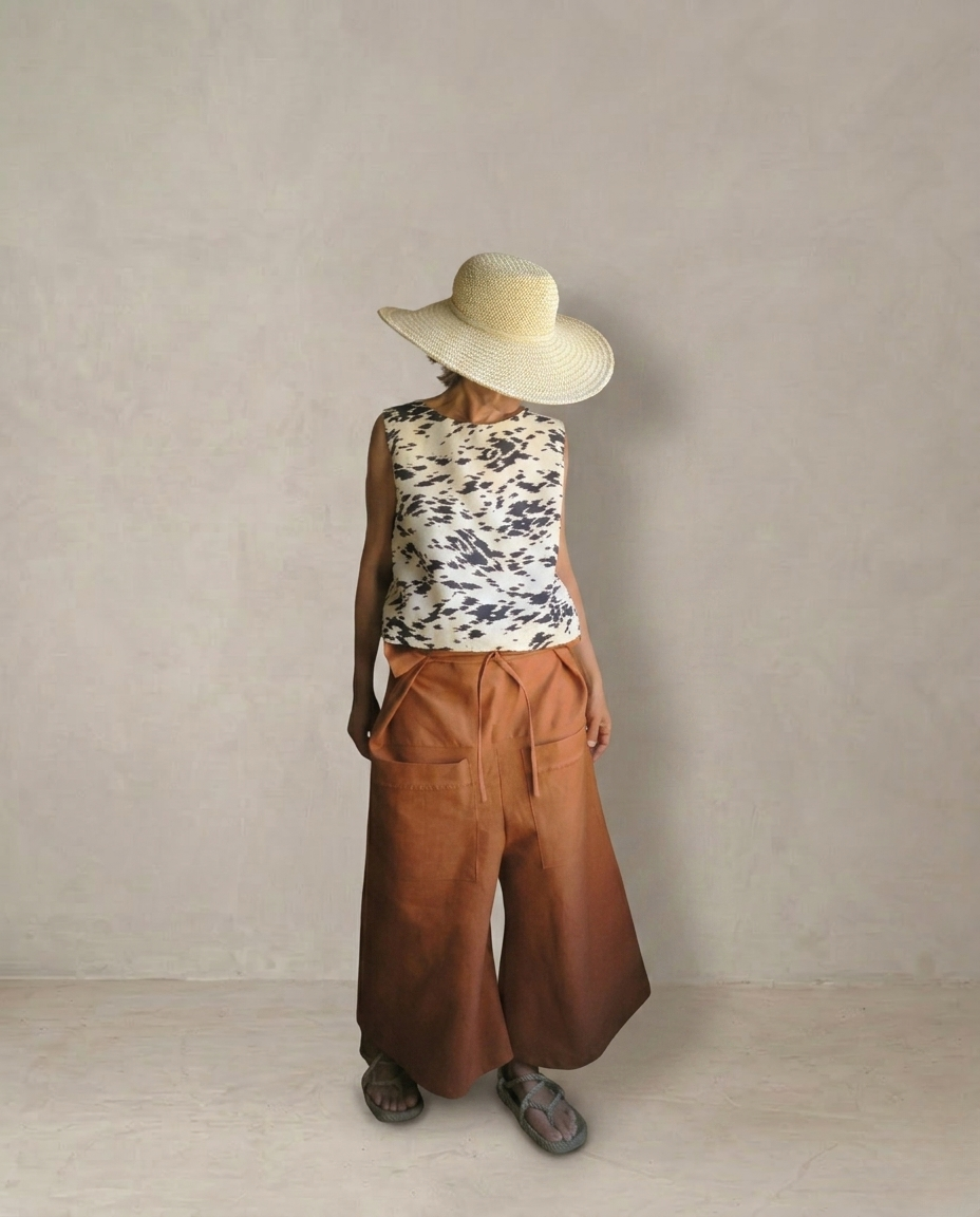 Pantalón culotte terracota
